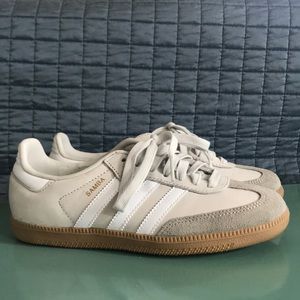 White and Gold Adidas Samba